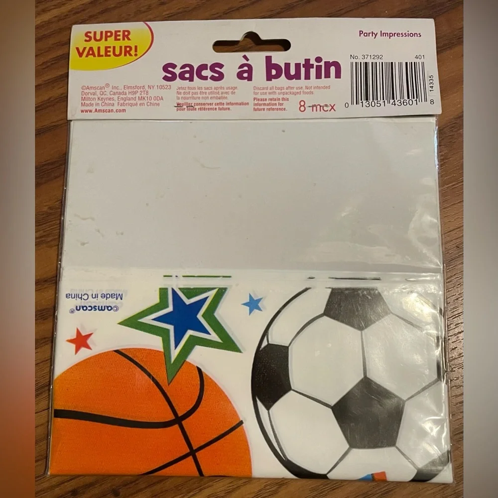 Impressions Blue Sports 'Happy Birthday' Loot Bags - 8 Pack New in Package